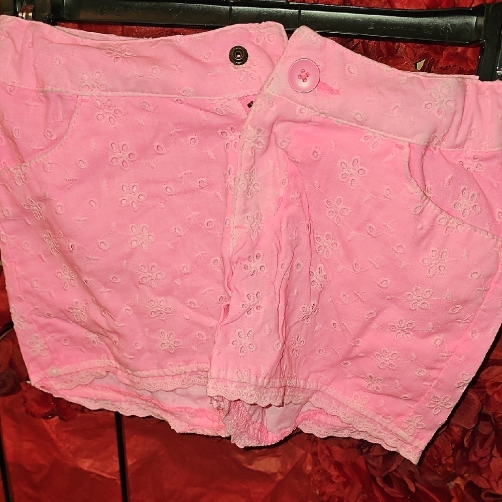 Cherokee Girls Pink Eyelet Adjustable Shorts Size 7/8